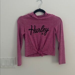 Hurley Pink Hooded Knot-Front Crop Top